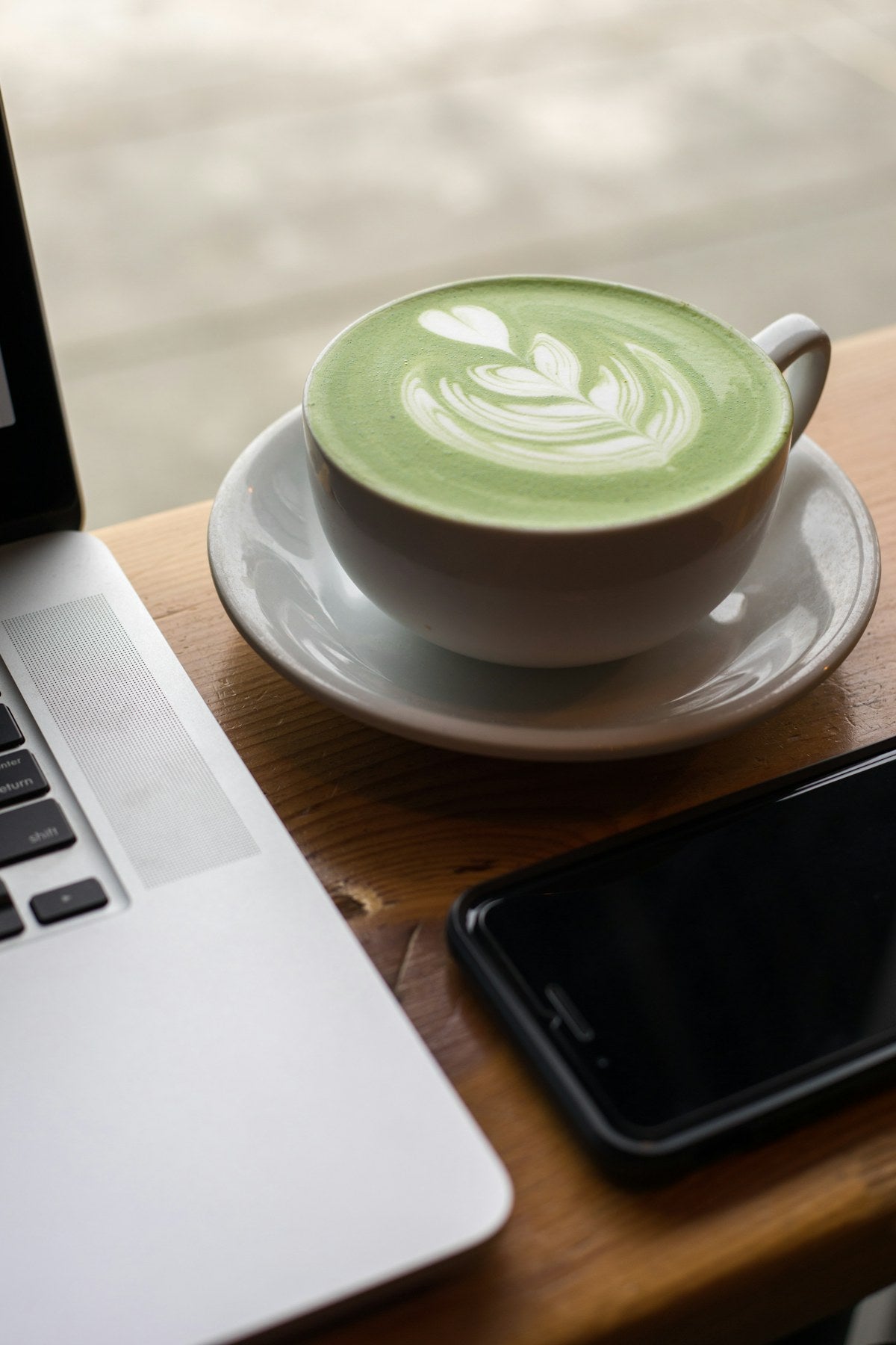 Over Ice Matcha Latte at Em En Caffe Lahore